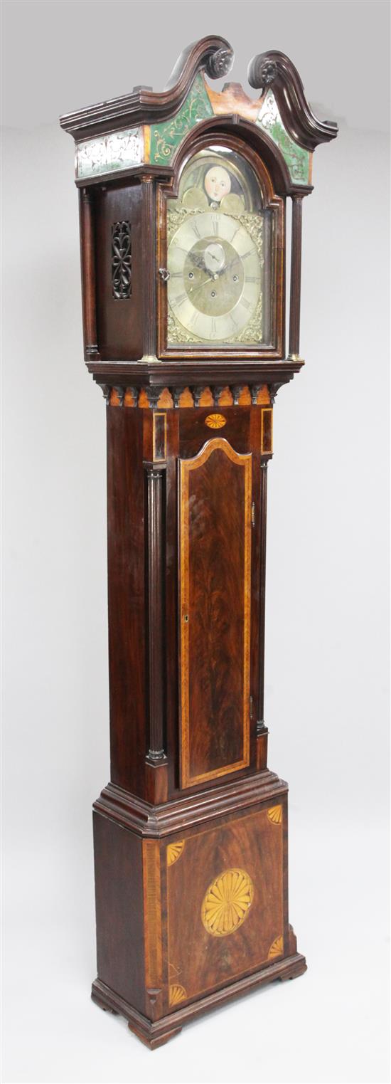 Monkhouse of Carlisle. A Regency inlaid mahogany musical longcase clock, 8ft 1in.